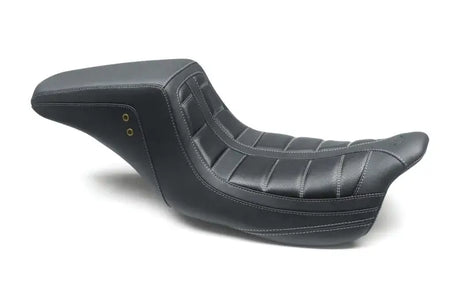 Mustang 08-21 HD Electra Glide,Rd Glide,Rd King,St Glide Squareback 1PC Seat - Black w/Gry Stitching - Mustang Motorcycle