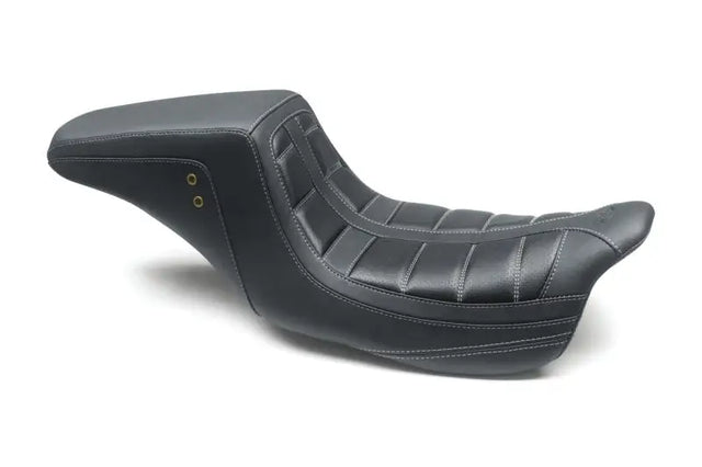 Mustang 08-21 HD Electra Glide,Rd Glide,Rd King,St Glide Squareback 1PC Seat - Black w/Gry Stitching - Mustang Motorcycle
