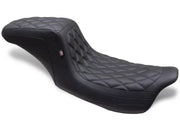 Mustang 08-24 HD FL Touring Double Diamond Squareback 1PC Seat - Black - Mustang Motorcycle