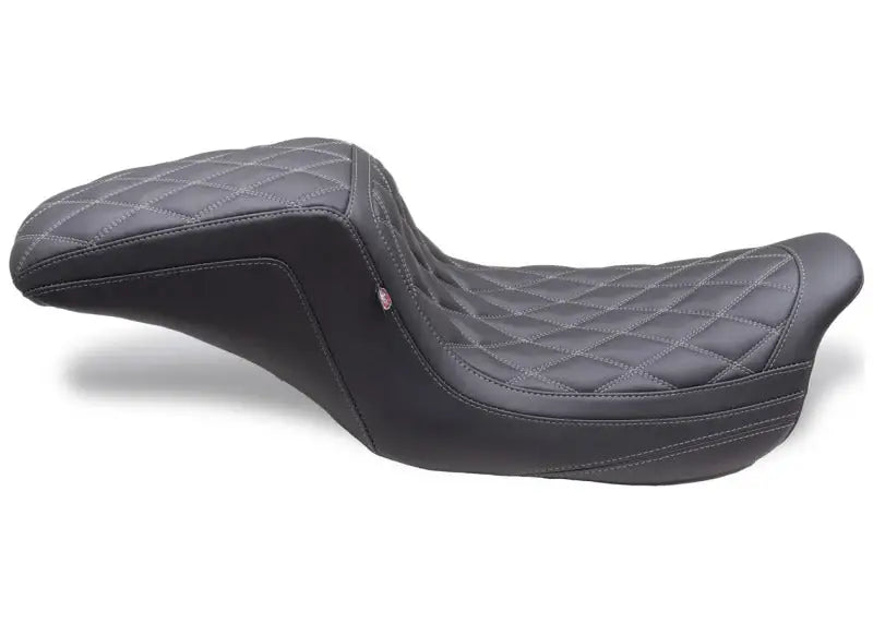 Mustang 08-24 HD FL Touring Double Diamond Squareback 1PC Seat - Black w/ Grey Stitching - Mustang Motorcycle