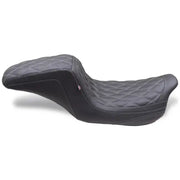 Mustang 08-24 HD FL Touring Double Diamond Squareback 1PC Seat - Black w/ Grey Stitching - Mustang Motorcycle