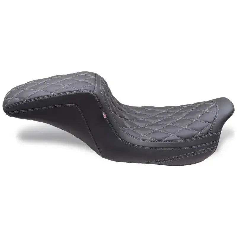 Mustang 08-24 HD FL Touring Double Diamond Squareback 1PC Seat - Black w/ Grey Stitching - Mustang Motorcycle