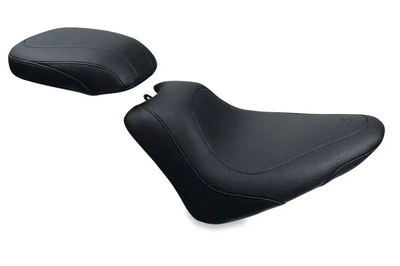 Black motorcycle tripper passenger seat for Mustang Harley Slim and Blackline models