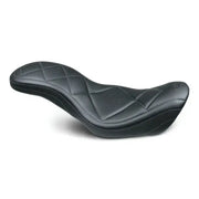 Black Harley Fat Bob motorcycle seat with diamond stitching for Fat Bob models