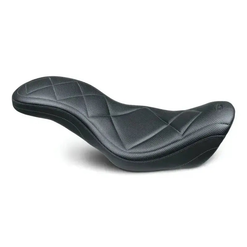 Black Harley Fat Bob motorcycle seat with diamond stitching for Fat Bob models