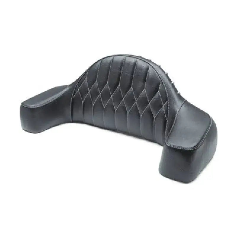 Black leather Indian Chieftain vintage passenger backrest with diamond stitching for dark horse models