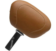 Brown leather passenger backrest with black metal support for Indian Chieftain Mustang backrest