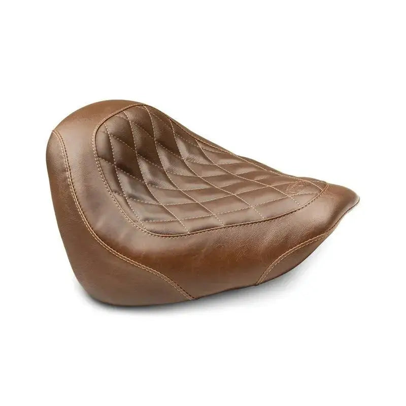 Brown leather Harley Fat Bob wide tripper solo seat with diamond stitching for fat bob bikes