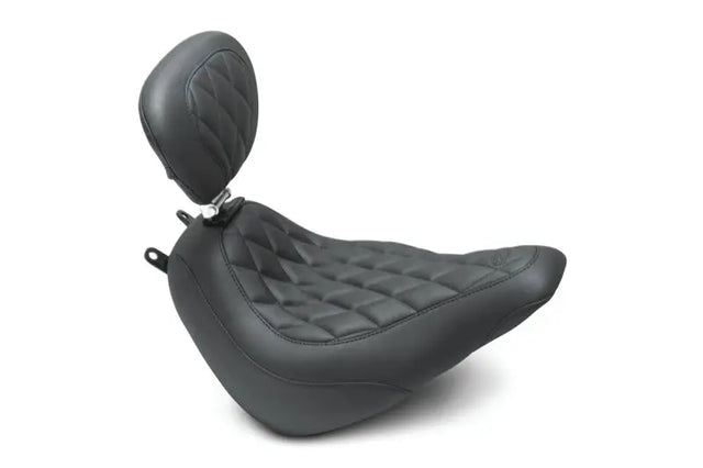 Mustang 18-21 Harley Heritage Classic, Deluxe Wide Tripper Solo Seat w/Driver Backrest - Black - 83007