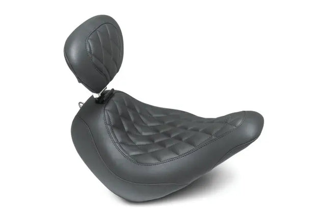 Mustang 18-21 Harley Low Rider, Sport Glide Wide Tripper Solo Seat w/DBR Diamond Stitch - Black - 83043