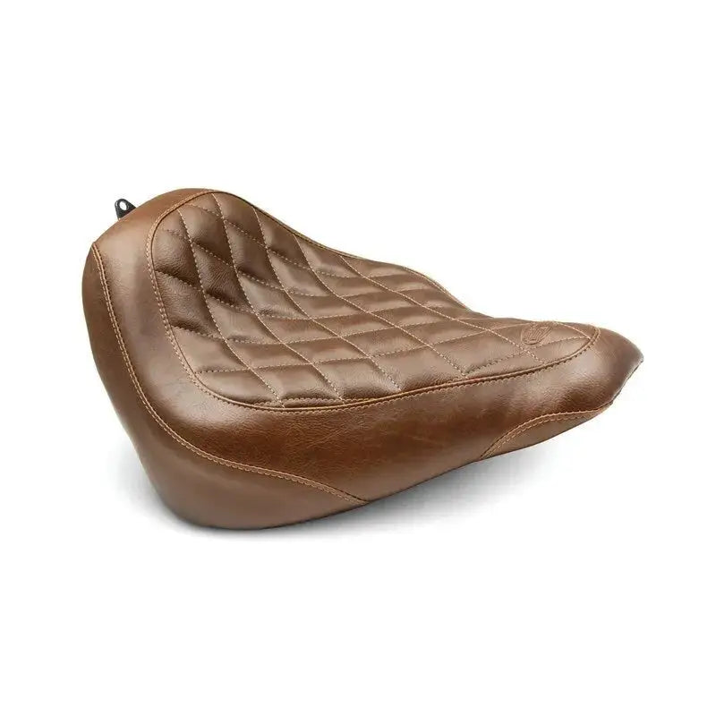 Brown quilted motorcycle seat for Harley Street Bob Wide Tripper Solo models