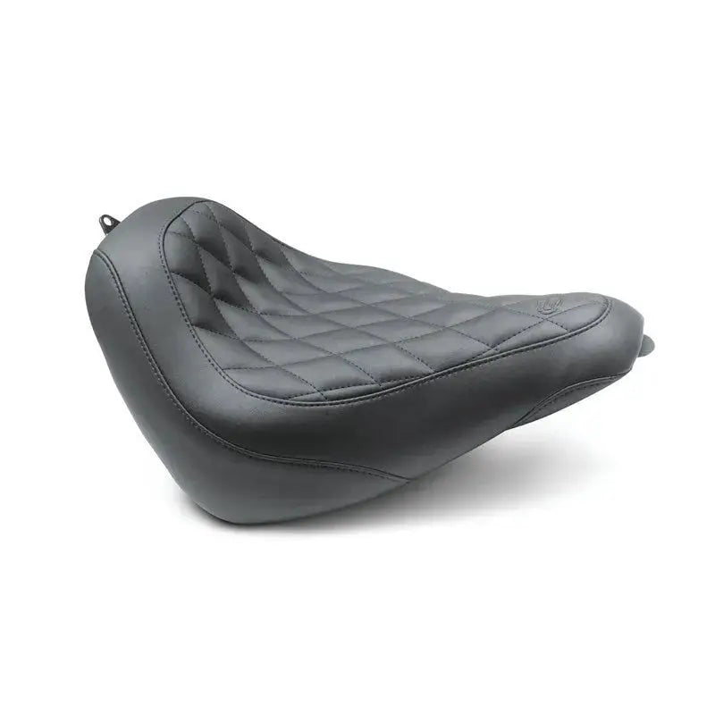 Black diamond-stitched wide tripper solo motorcycle seat for Harley Street Bob