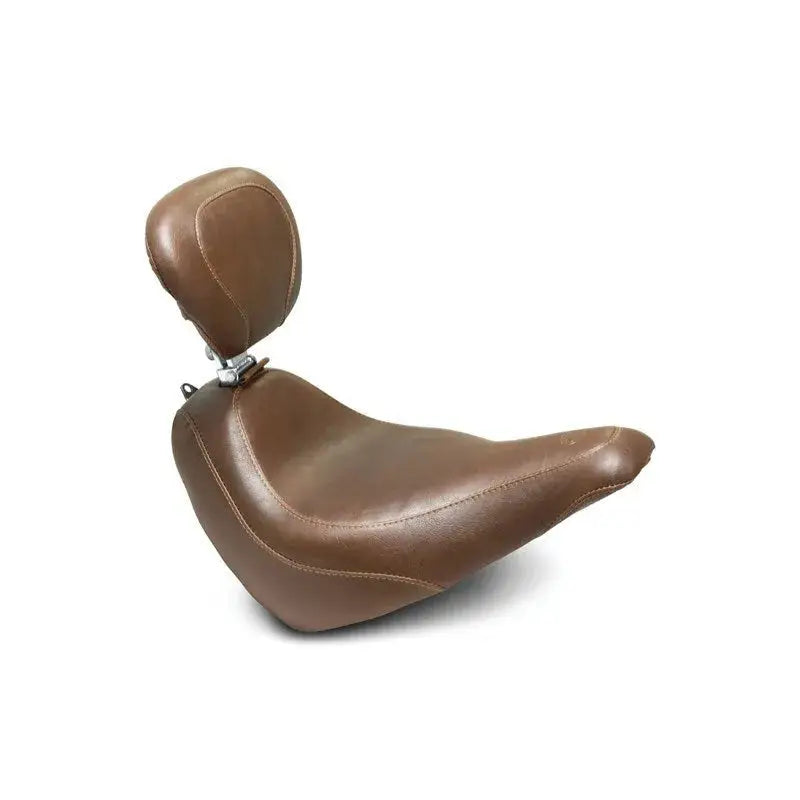 Brown Mustang wide tripper solo seat with backrest for Harley Street Bob