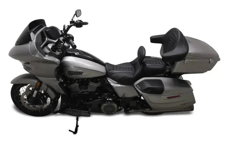 Mustang 23-24 HD CVO Rd Glide(ST), 2024 Rd Glide and Str Glide Touring Solo Seat - Black/Gray Stitch - RV and Auto Parts