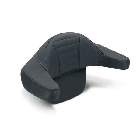 Black motorcycle backrest with deluxe extended arm wrap for Harley FL Super Touring