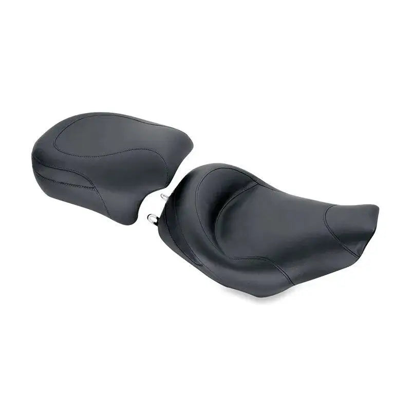 Black solo seat with detachable backrest for Harley Road King and Road Glide bikes