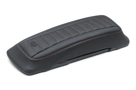 Mustang 97-13 HD FL Touring Saddlebag Tour-Pak Lid Covers (Pair) Deluxe - Black w/ Red Stitching - Mustang Motorcycle