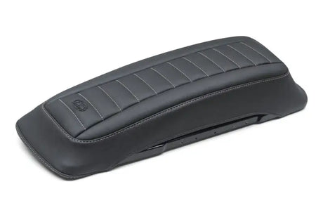 Mustang 97-13 HD FL Touring Saddlebag Tour-Pak Lid Covers (Pair) Deluxe - Black w/ Grey Stitching - Mustang Motorcycle