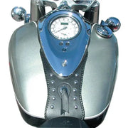 Motorcycle fuel tank with studded leather panel for Yamaha Road Star black tank bib