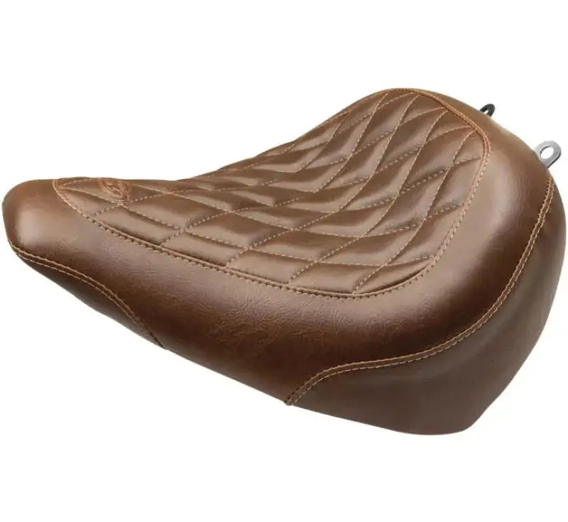 Brown leather Harley Breakout wide seat with diamond stitching for Mustang Harley Breakout