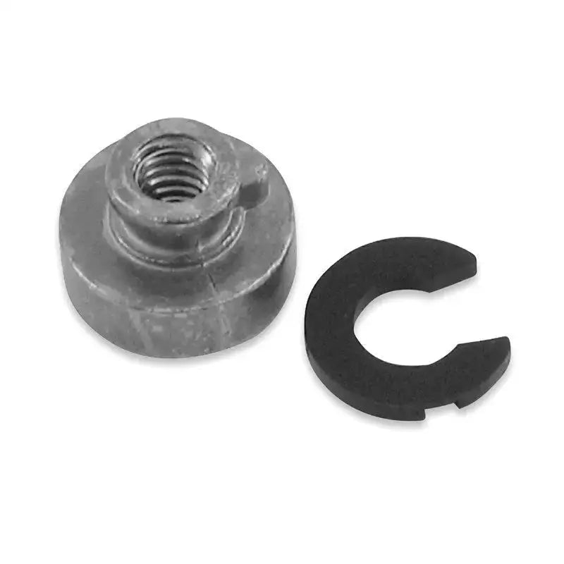 Metal nut with black C-shaped washer from Mustang Harley Fender Nut Kit for Harley Fenders