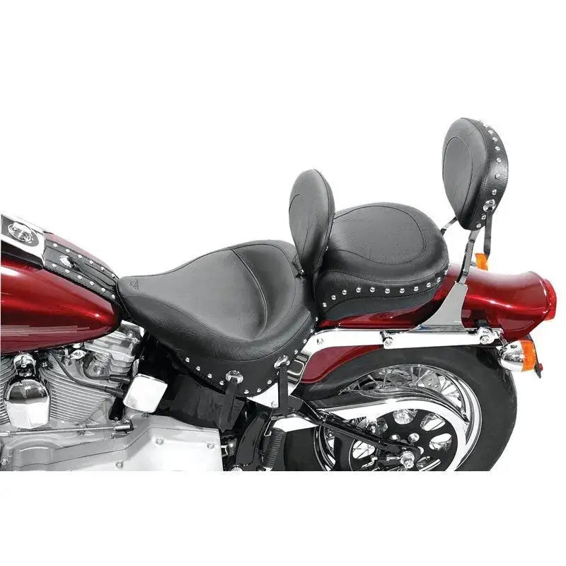 Motorcycle sissy bar pad with studded detailing for Mustang Harley low medallion sissy bar