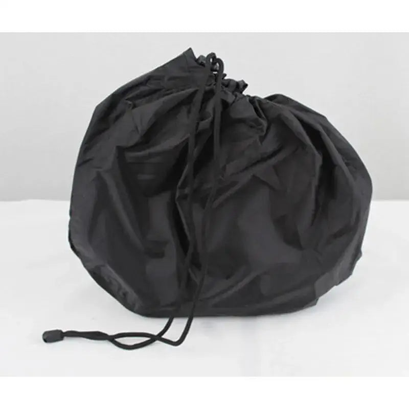 Black drawstring bag with Mustang Harley Rain Covers and rain covers for Harley motos