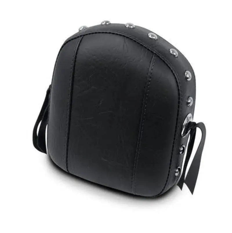 Black studded sissy bar pad in low medallion style for Harley Sissy Bar