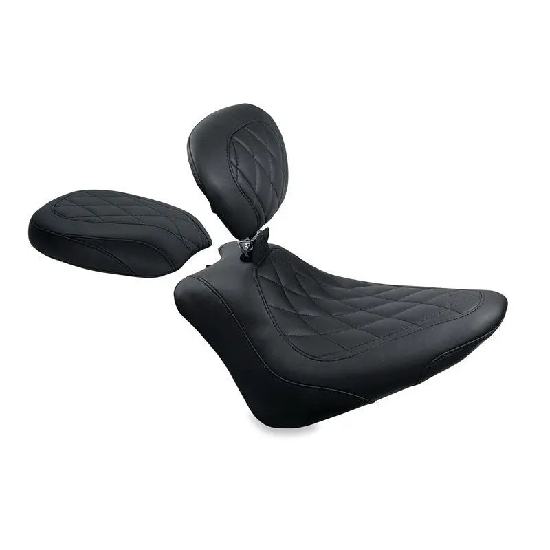 Mustang Motorcycle 79745 Mustang 11-13 Harley Blackline,12-17 Slim/Slim S Wide Touring Solo Seat w/DBR Diamond - Black