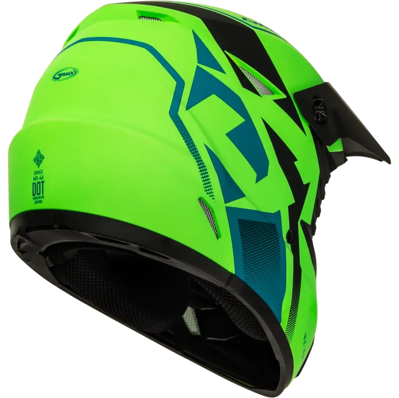 GMAX Mx 46 Compound Helmet Matte Hi Vis Green/Blk/Blue Lg for Powersports