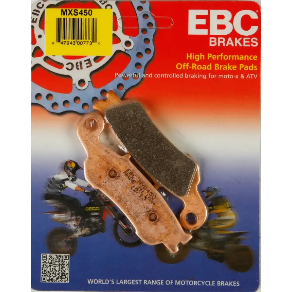EBC off-road brake pads for MXS450, enhancing performance and durability on tough trails