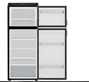 Open two-door refrigerator from N10DCBKL Norcold 10 Cu Ft 12V DC Comp Refer LHD Black