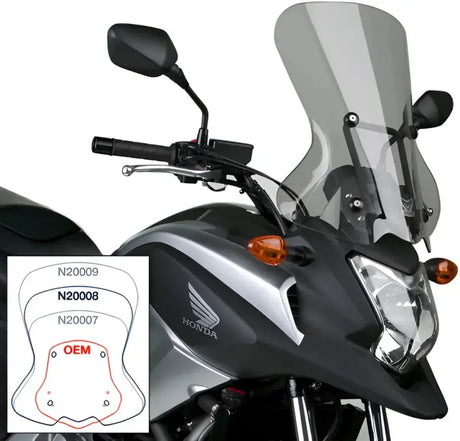 Gray tinted N20008 Vstream Sport Tour Screen with mounting hardware for sport tour bikes