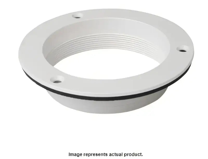 White threaded plumbing flange on Marinco Day Night Solar Vent Deck Plate setup