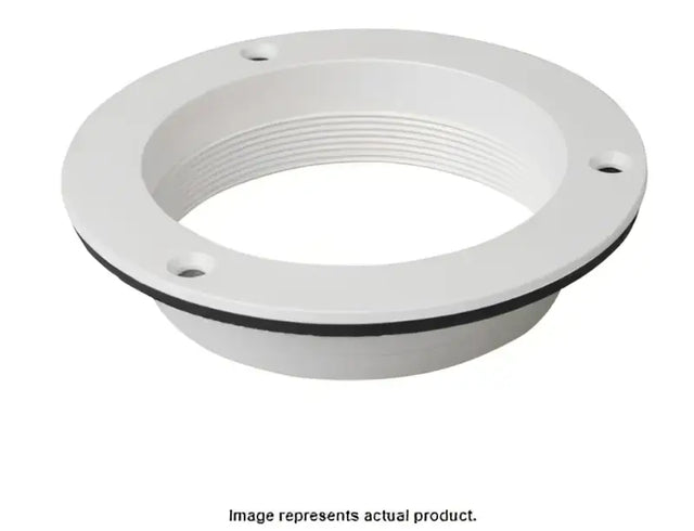 White threaded plumbing flange on Marinco N20804RING solar vent deck plate for vent deck plate