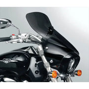 Black motorcycle with tinted windshield showcasing the N28209 VStream Touring Screen Dark Smoke Replacement