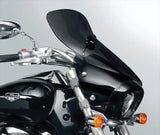 Black motorcycle with tinted windshield showcasing the N28209 VStream Touring Screen Dark Smoke Replacement