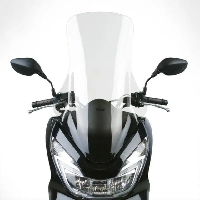 Black scooter with N50003 Vstream Windscreen Fairing Mount and clear windscreen