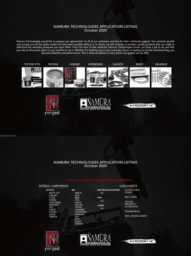 NA-80010-4K Namura Top End Kit Twin Cylinder 91.96/ + 1.00 Can - Piston kits & Components