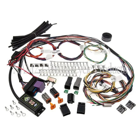 Automotive wiring harness kit with connectors and control module for complete bike harness