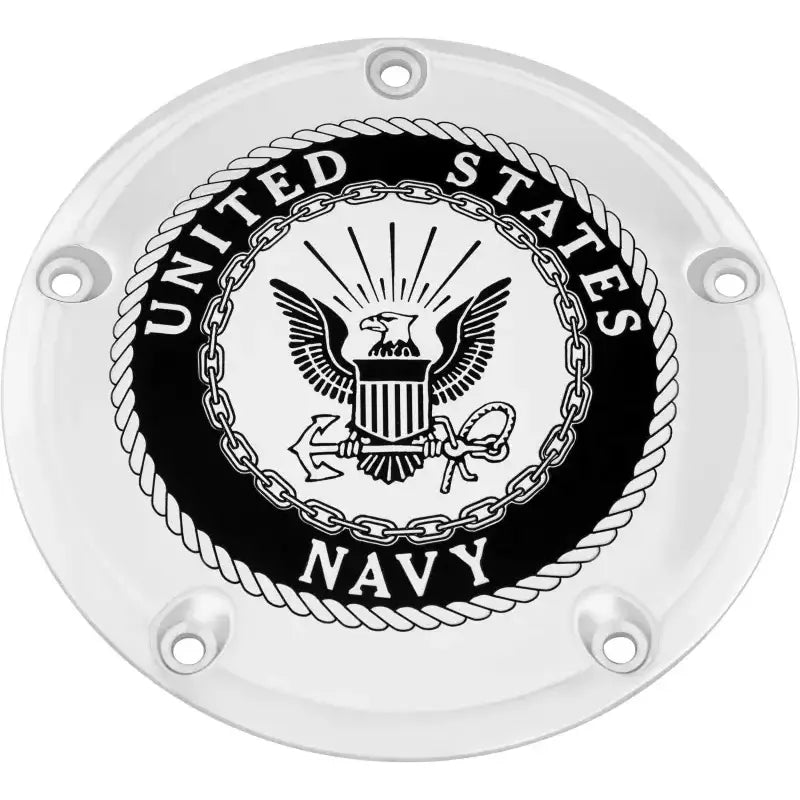 CUSTOM ENGRAVING NAV15-67 6 M8 Softail Derby Cover Navy Chrome
