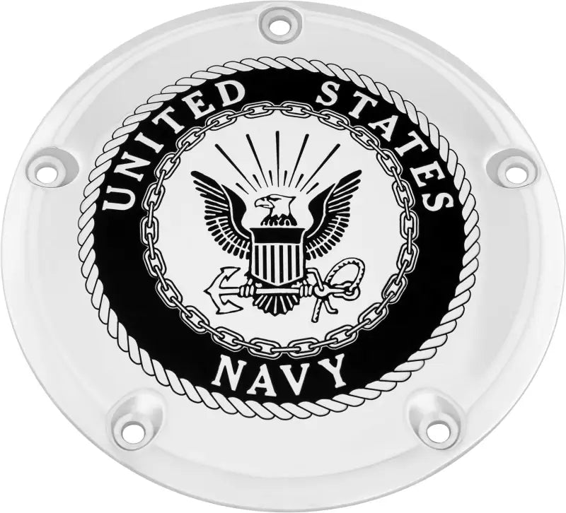 CUSTOM ENGRAVING NAV15-67 6 M8 Softail Derby Cover Navy Chrome