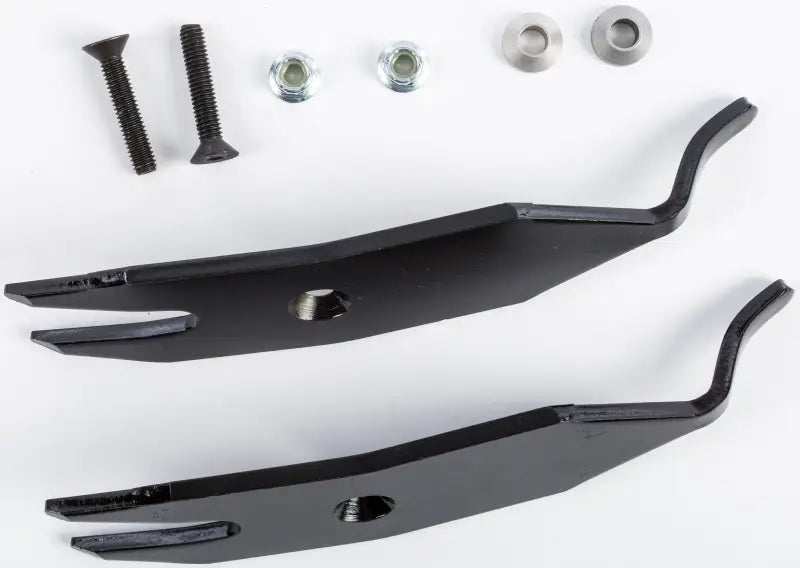 Black metal lawnmower blades with mounting hardware for NAVA-9975 Navigator Ski Protector