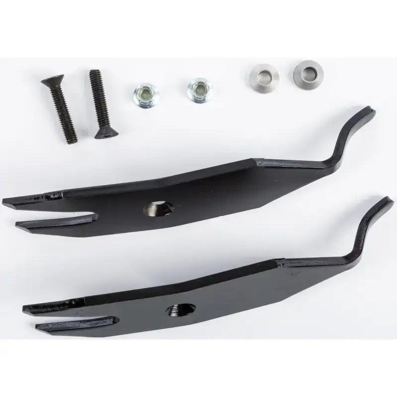 Black metal lawnmower blades with mounting hardware for NAVA-9975 Navigator Ski Protector