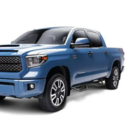 Blue Toyota Tundra nerf bar with rocker panel mount and drop down steps