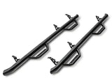 Nerf Bar With Drop Down Steps; 3 Inch Round Bent; Black Textured Matte Powder Coated; Steel; Without End Caps; Rocker