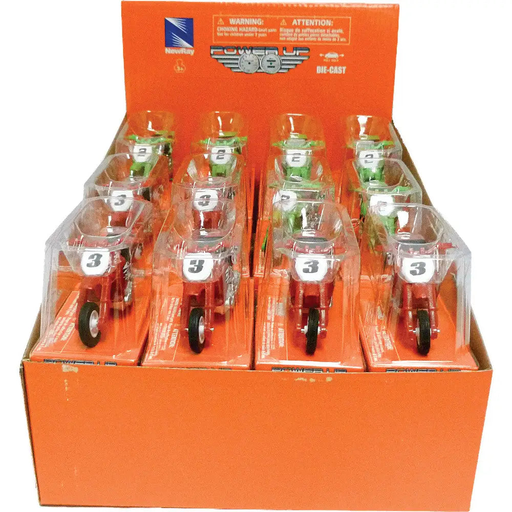 NEW-RAY Pull-Back Mini Bike Pack w Promotional 00417E - Replica 32 Set Assorted Bikes 24 PC
