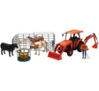 New Ray Toys Kubota Tractor with Figurine, Animals and Fence/ Scale - 1:18 - New Ray Toys