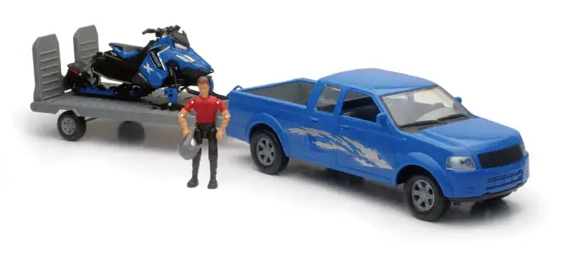 New Ray Toys Pickup with Polaris Switchback Snomobile and Figurine Set/ Scale - 1:18 - Apparel