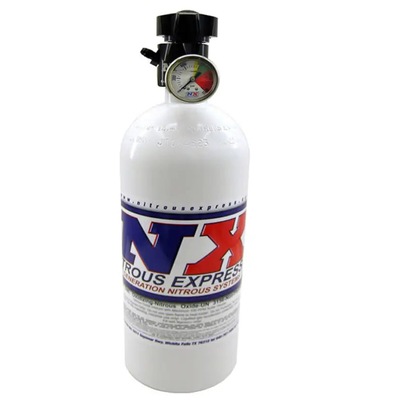 White Nitrous Oxide tank with pressure gauge for Nitrous Express 15lb bottle